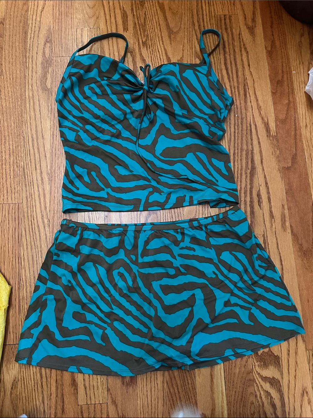 Victoria's Secret Teal and Black Zebra-Print Swim Skirt Set